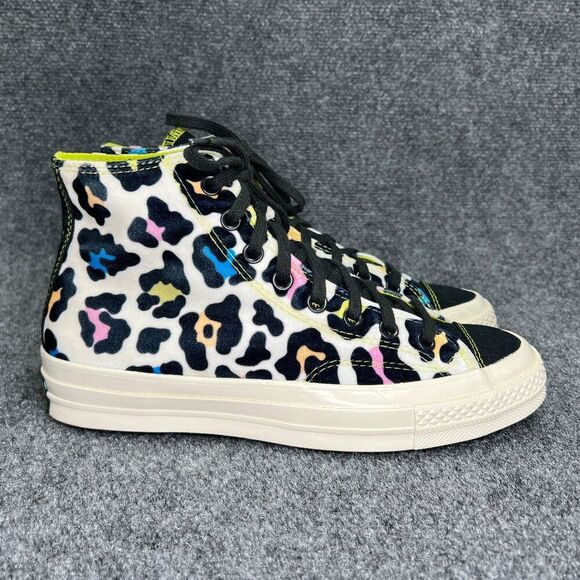 Converse Chuck 70 Hi Shoes Womens 9.5 Colorful Velvet Cheetah Print Chuck Taylor - Picture 1 of 14